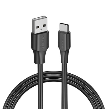 Vention USB 2.0 A Male to Type-C 3A Male Nickel-Plated Data Charging Cable with 480Mbps Transfer Speed (Black) (3M) | CTH