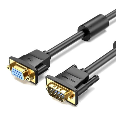 Vention VGA Male to VGA Female (3+6) Gold-Plated Extension Cable Cord with Full HD Resolution for Laptop and Projector (Available in 1M, 1.5M, 2M, 3M) | DAGB