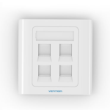 Vention 4-Port Keystone RJ45 Jack Wall Plate Type 86 Network Socket Ethernet Plug (White) | IFCW0