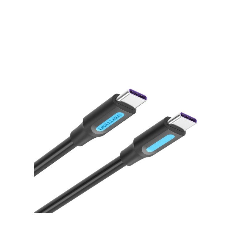 Vention USB 2.0 C Male to C Male 5A USB Cable 480Mbps (COT) for Smartphones, Tablets Laptops 1M Black PVC Type