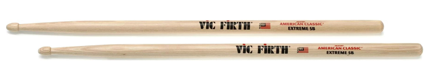 Vic Firth American Classic Extreme 5B Hickory Wood Tear Drop Tip Drumsticks (Pair) Drum Sticks for Drums and Percussion (Wood Tips)