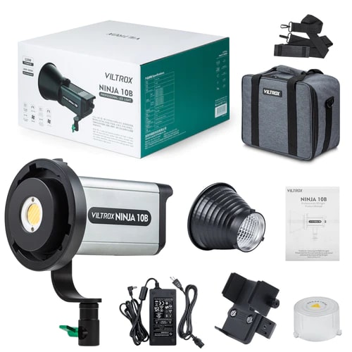 VILTROX NINJA 10B LED 120W Bi-Color Handheld COB Studio Fill Light with 2800K~6800K Color Temperature, 10 Lighting Effect Presets and Mobile APP Control for Mobile and Studio Photography