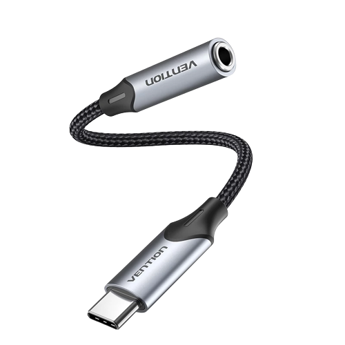 Vention USB Type-C Male to TRS OMTP/CTIA 3.5mm Female 0.1-Meter Cotton Braided Gold Plated (BGM) Audio / Microphone USB Adapter for 3C Accessories, Mobile Phones, Speakers
