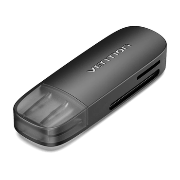 Vention 2-in-1 USB 3.0 / 2.0 A Card Reader with SD+TF Dual Ports Compatible with Multiple Systems for Phone, Camera, PC (Black)