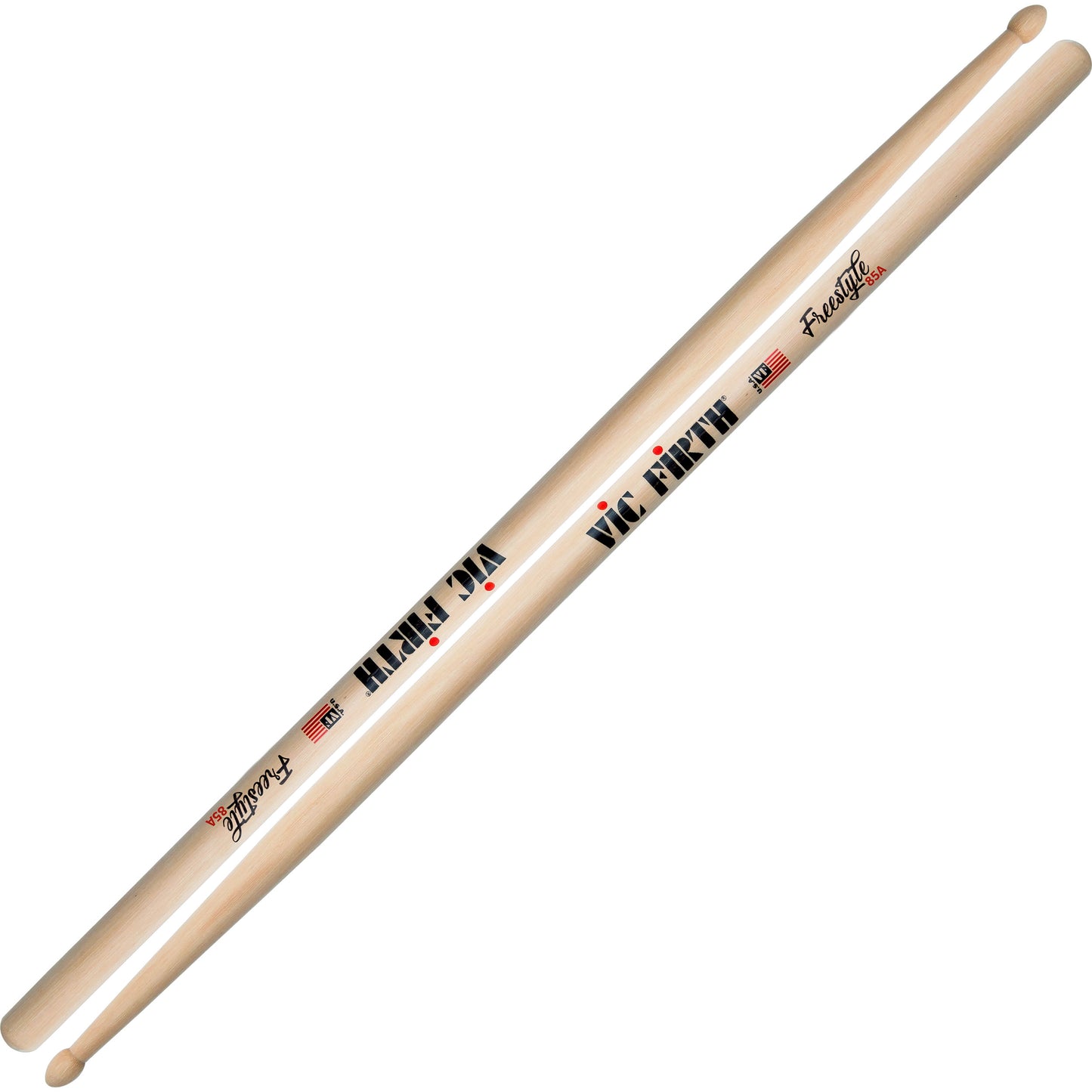 Vic Firth American Concept Freestyle 85A Hickory Wood Hybrid Tip Drumsticks (Pair) Drum Sticks for Drums and Percussion