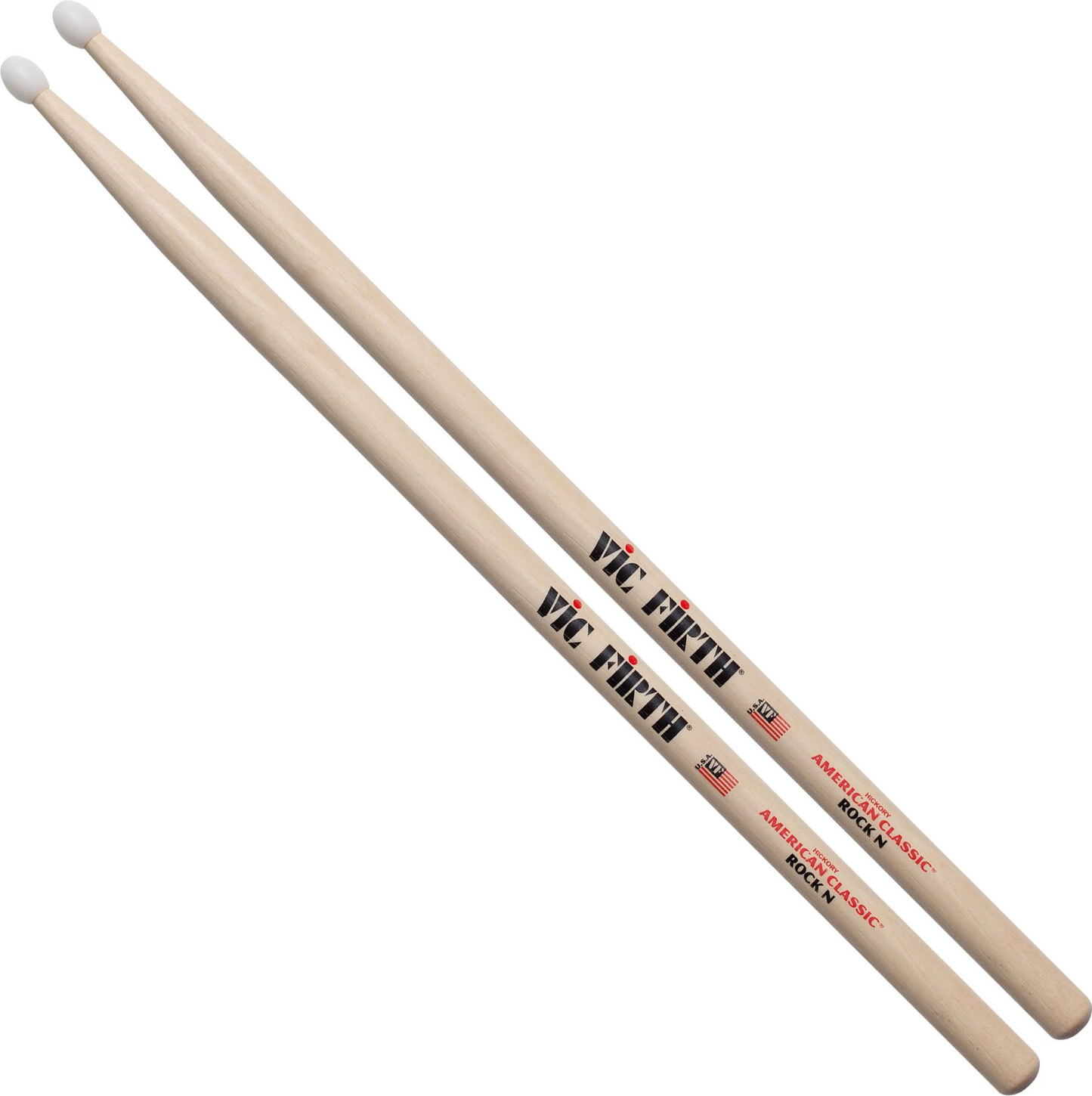 Vic Firth ROCKN American Classic Hickory Wood Oval Tip Rock Drumsticks (Pair) Drum Sticks for Drums and Percussion (Wood, Nylon Tip)