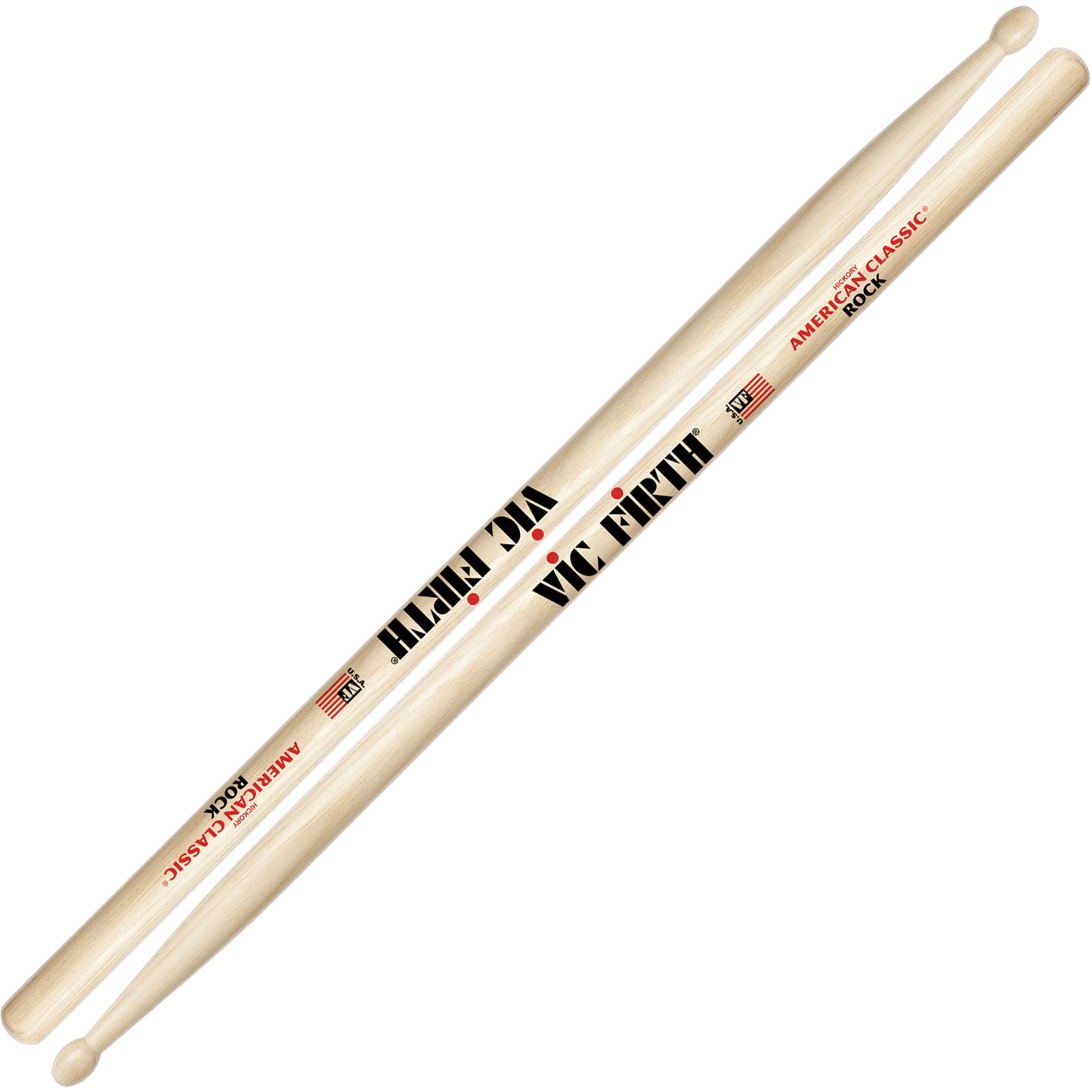 Vic Firth ROCKN American Classic Hickory Wood Oval Tip Rock Drumsticks (Pair) Drum Sticks for Drums and Percussion (Wood, Nylon Tip)