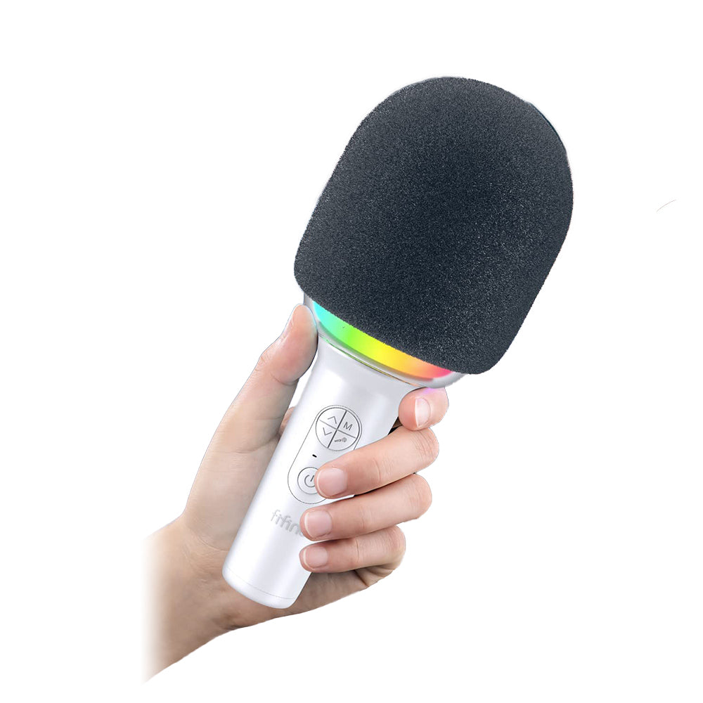 Fifine AmpliSing E2 Wireless Karaoke Microphone with Built-In Speaker, Voice Changer Presets and 5hr Rechargeable Battery for Live Performance (Black)
