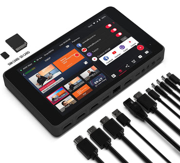 YoloLiv YoloBox Pro Encoder 8" 1080P All-in-One Multi-Camera Live Streaming Monitor  with Encoder / Switcher / Recorder Function, Touchscreen Controls, HDMI and USB Port, SD Card Slot, Wi-Fi, 4G LTE, Ethernet, and Built-In 10000mAh Battery