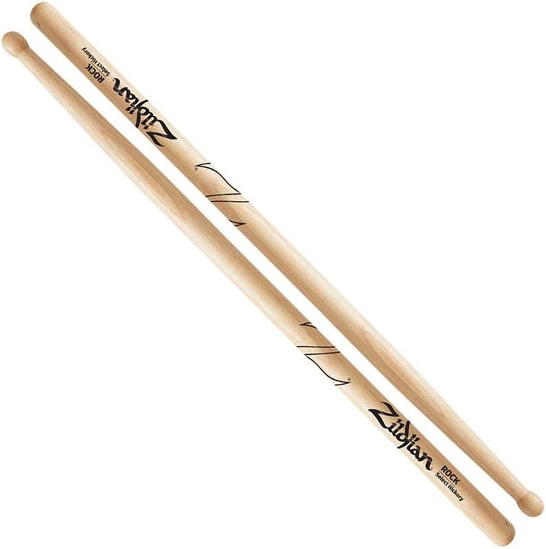 Zildjian Lacquer Hickory Rock Drumsticks with Barrel Tip, Medium Tapered for Drummers | ZRK