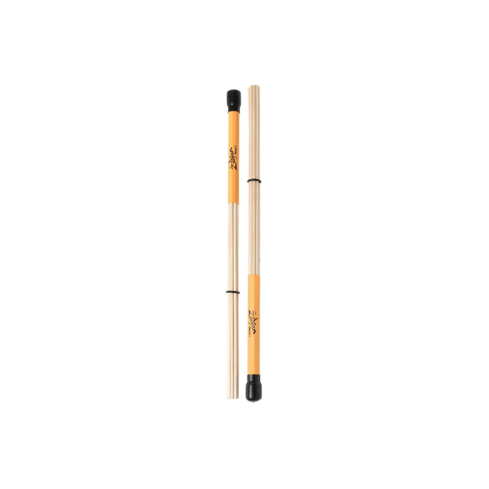 Zildjian Mezzo Multi-Rod Pair Wood Tip Brush Specialty Drumsticks with Adjustable Ring, Crisp Unique Sounds for Drummers | ZSDM1