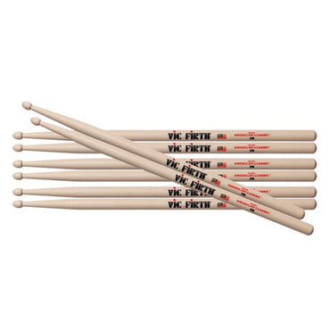 Vic Firth 2B American Classic with Value Pack Drum Sticks Hickory Wood Tear Drop Tip Ideal for Rock Music | P2B3-2B1