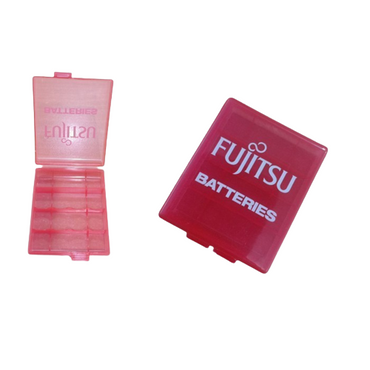 Fujitsu 4 Slot AA and AAA Battery Case for Travel and Storage (Pink)