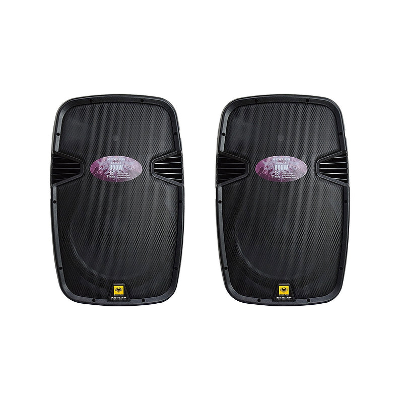 KEVLER EON-15 15" 800W 2-Way Bass Reflex Full Range Passive Loud Speaker (PAIR) with Multiple Handles, Bottom Pole Mount, Multi Angle Enclosure and Easy Daisy-Chain Loop Connections