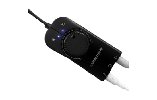 UGREEN USB External Stereo Sound Adapter Card with Built-In 3.5 Audio Jack 4-Pin Combo Port and Volume Controls | 40964