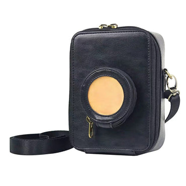Pikxi Leather Carrying Bag for Instax Mini EVO with 2.5" x 3" Photo Pocket and Compact Lens Compartment (Brown)