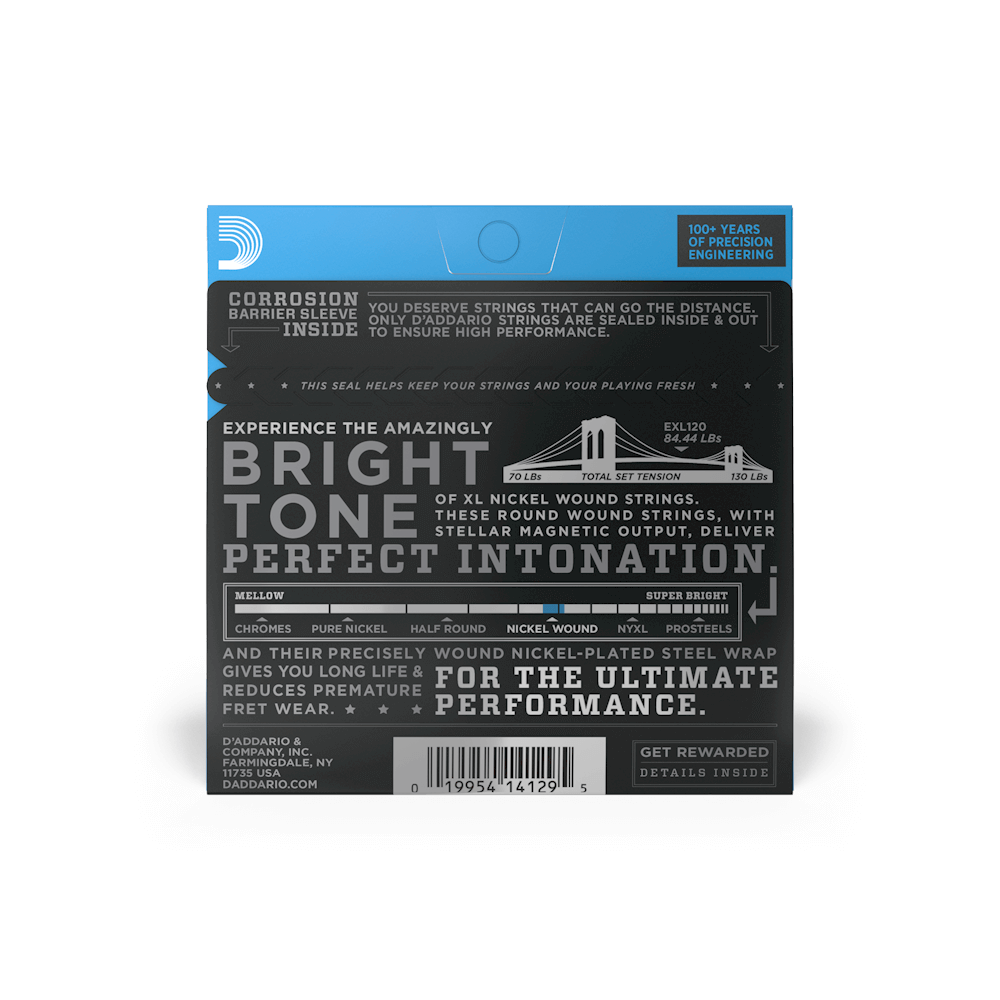 D'Addario XL Carbon Steel 09-40 Super Light Electric Guitar Strings Set with Nickel Plating (Balanced Tension set Available) | EXL-120 EXL120BT