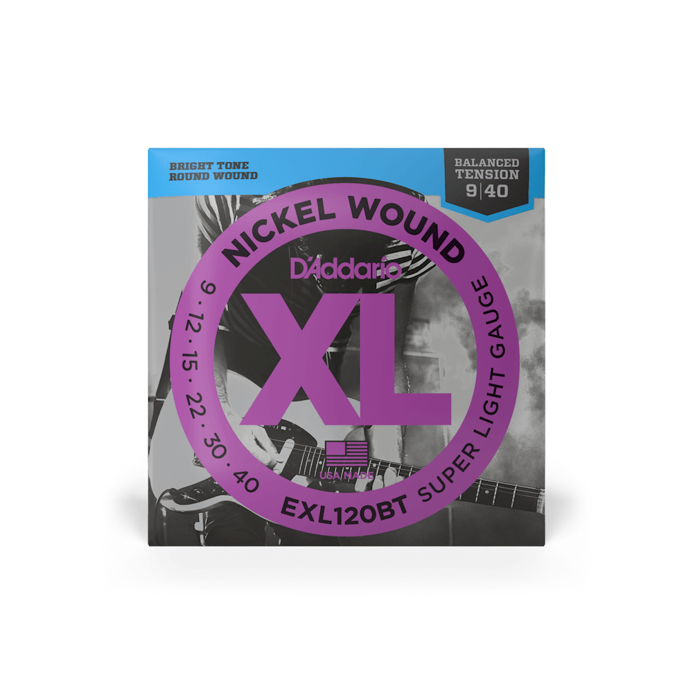 D'Addario XL Carbon Steel 09-40 Super Light Electric Guitar Strings Set with Nickel Plating (Balanced Tension set Available) | EXL-120 EXL120BT