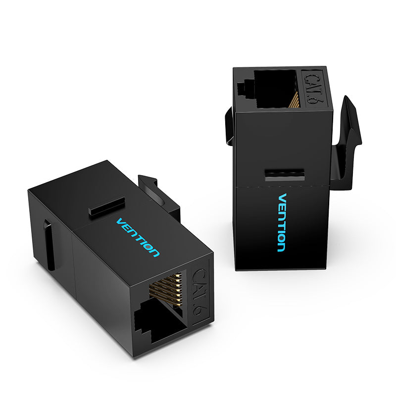 Vention CAT6 UTP Keystone Jack Ethernet LAN Cable Coupler for Home and Office Networking (Black) (Pack of 10) | IPGB0-10