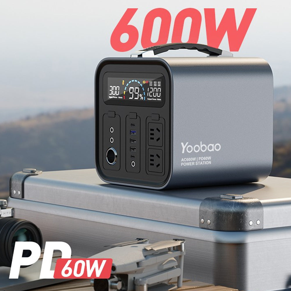 Yoobao EN600S 600W 135200mAh Portable Power Station Powerbank PD60W Power Delivery Two-Way Quick Charge USB Type C with LED Display for Emergency and Outdoor Activities