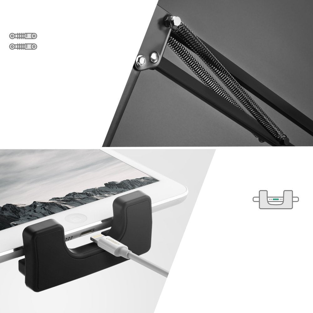 UGREEN Lazy Arm Desk Mounted Universal Metal Phone and Tablet Holder for 4"-12.9" Devices with 360 Degree Rotating Mount and 180 Degree Adjustable Folding Arms | 50394