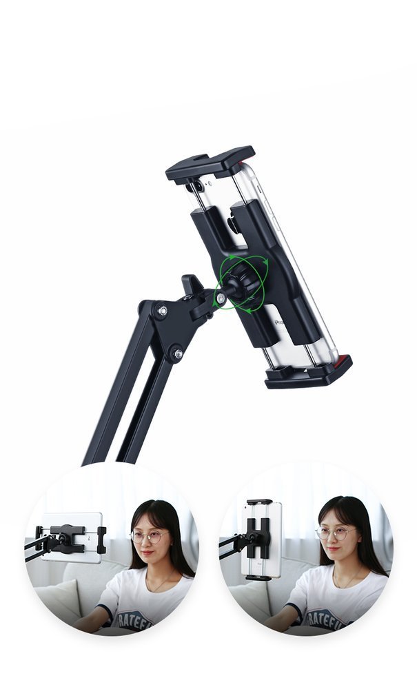 UGREEN Lazy Arm Desk Mounted Universal Metal Phone and Tablet Holder for 4"-12.9" Devices with 360 Degree Rotating Mount and 180 Degree Adjustable Folding Arms | 50394