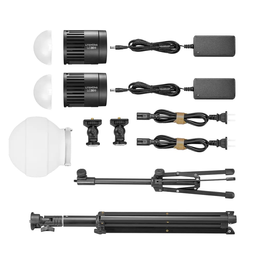 Godox LC30 Litemons LED Tabletop Studio Light Kit with 8 Light Effects, 5600K for Vlogging and Videography (Daylight) | LC30D-K1 LC30D K2