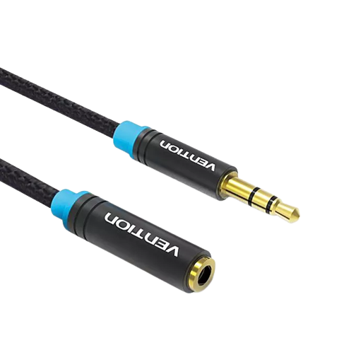 Vention TRS 3.5mm Male to 3.5 Female Cotton Braided Gold Plated (VAB-B06) Stereo Audio Extension Cable for Amplifiers, Sound Box, Laptops, Smartphones (Available in 0.5M, 1M, 1.5M, 2M, 3M, 5M)