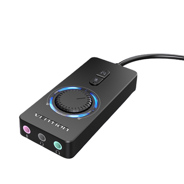 Vention USB 2.0 External Stereo 1-Meters Sound Adapter Card (CDRBB) with Volume Control and LED Indicator for PC, Laptops, Earphones, Speakers, Playstation