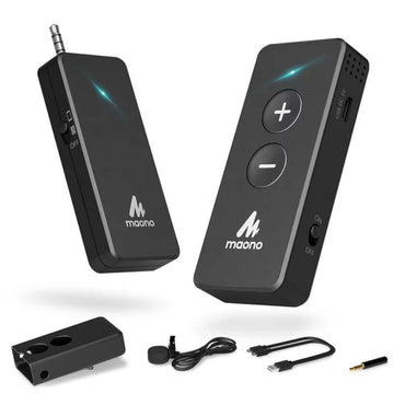 Maono AU-WM800 WM800 Plug and Play Mini Wireless Lavalier Microphone System with Stable Transmission Ultra Lightweight External Lapel Microphone with Volume Adjustment for Vlogging, Video Recording, Interviews
