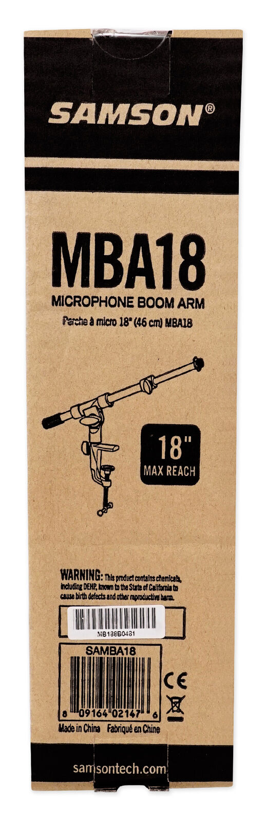 SAMSON MBA18 18-Inch Microphone Boom Arm Suitable for Radio, Podcast and Home Studio Setup