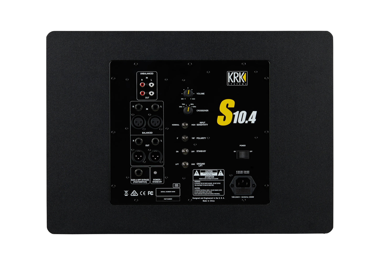 KRK S10.4 Black 10-Inch 160-Watt Powered Recording Studio Subwoofer with Curved Design and Front Bass Port