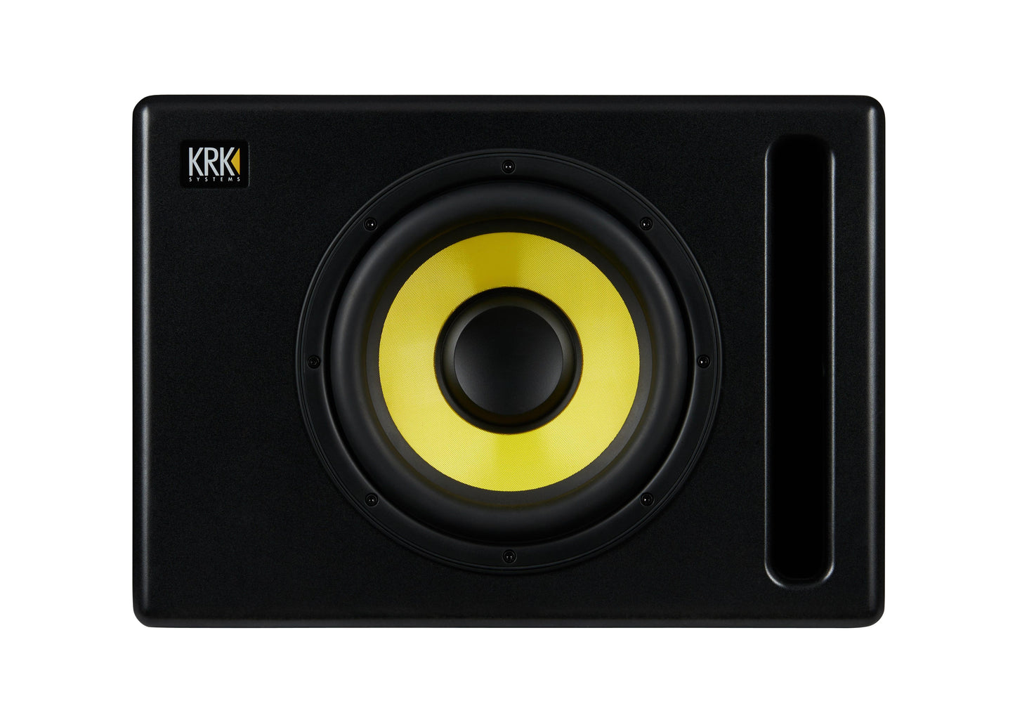 KRK S10.4 Black 10-Inch 160-Watt Powered Recording Studio Subwoofer with Curved Design and Front Bass Port