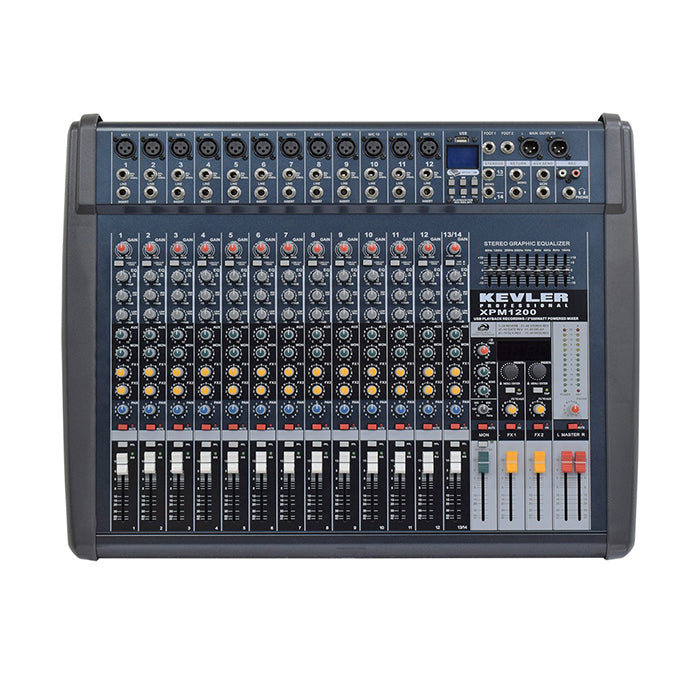 KEVLER XPM1200 14Channel 550W X2 Powered Mixer with 12 Mic / Line 1