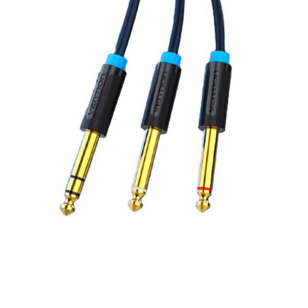 Vention TS 6.5mm Male to Dual 6.5mm (L/R) Male Gold Plated (BAT) Audio Cable for Musical Instruments, Speakers, Mixers, Amplifiers (Available in 1M, 2M, 3M, and 5M)