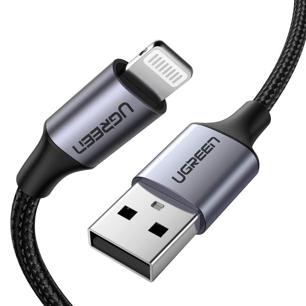 UGREEN Lightning to USB 2.0 2.4A Quick Charge Charging Cable MFi Certified with 480Mbps Data Speed Aluminum Cased Tips (2M) | 60158