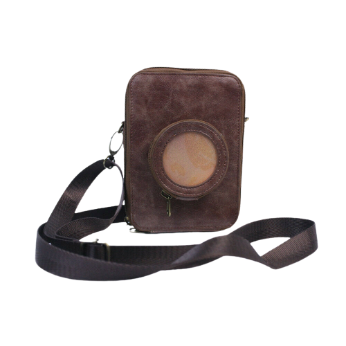 Pikxi Leather Carrying Bag for Instax Mini EVO with 2.5" x 3" Photo Pocket and Compact Lens Compartment (Brown)