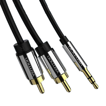 Vention TRS 3.5mm Male to Dual RCA Male 1-Meter Gold Plated (BCF) Audio Cable for Amplifiers, Laptops, Mixers, Mobile Phones