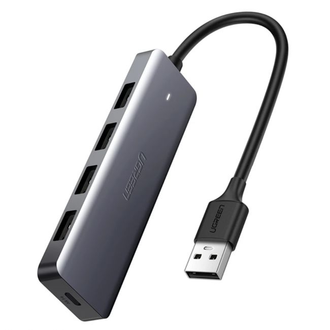 UGREEN Ultra Slim 4 Port USB 3.0 Hub with MicroUSB Power Delivery and 5Gbps Data Speed for PC and Laptop | 50985
