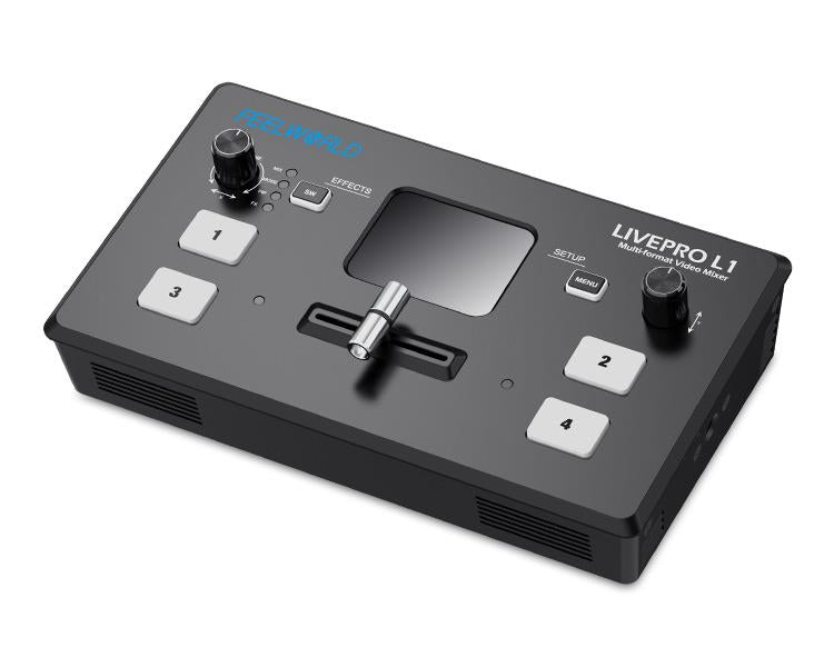 Feelworld LIVEPRO L1 V1 USB3.0 Multi-Format Video Mixer & Switcher with 4x HDMI Inputs for Multi Camera Productions for Real-Time Live Streaming