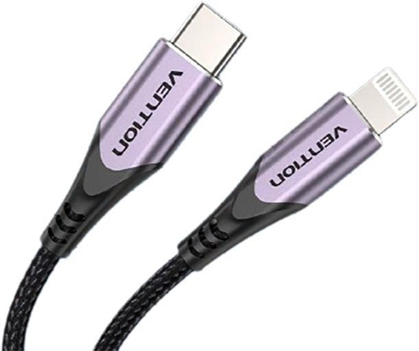 Vention USB Type C to Lightning Fast Charging Power Delivery Cable with 480 Mbps Data Speed MFi Certirfied Chip and Nylon Braided Cord (Purple) | (1M) | TACVF