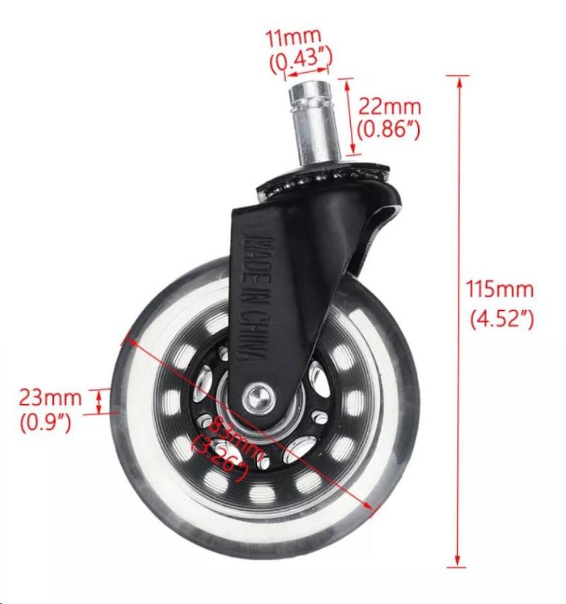 ArgoX 5 Pcs Office Chair Caster Wheels 3 Inch Swivel Rubber 360 PU Roller for Wood Floor,  Computer Chair Universal Wheel