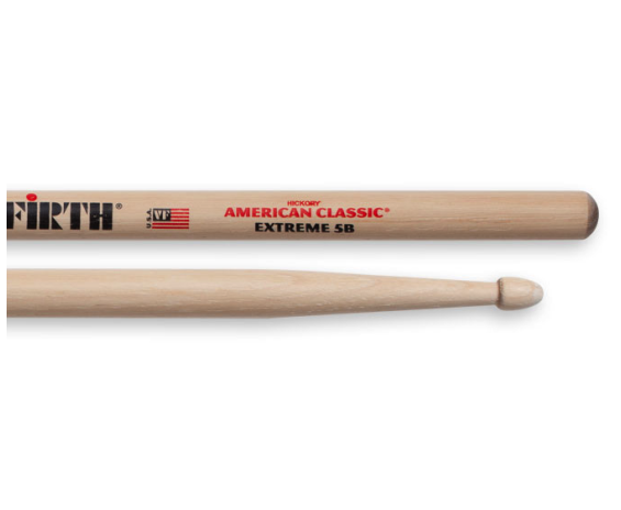 Vic Firth American Classic Extreme 5B Hickory Wood Tear Drop Tip Drumsticks (Pair) Drum Sticks for Drums and Percussion (Wood Tips)