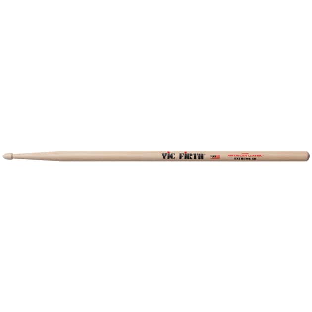 Vic Firth American Classic Extreme 5B Hickory Wood Tear Drop Tip Drumsticks (Pair) Drum Sticks for Drums and Percussion (Wood Tips)