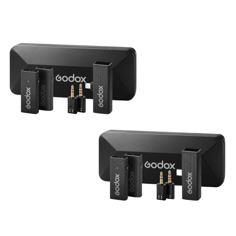 Godox MoveLink Mini Kit 2 UC Wireless Lavalier Microphone System (TX TX RX) with 328ft Wireless Range, Built-In Rechargeable Batteries and Charging Case for Cameras, iPhone and Android Smartphones (USB-C)