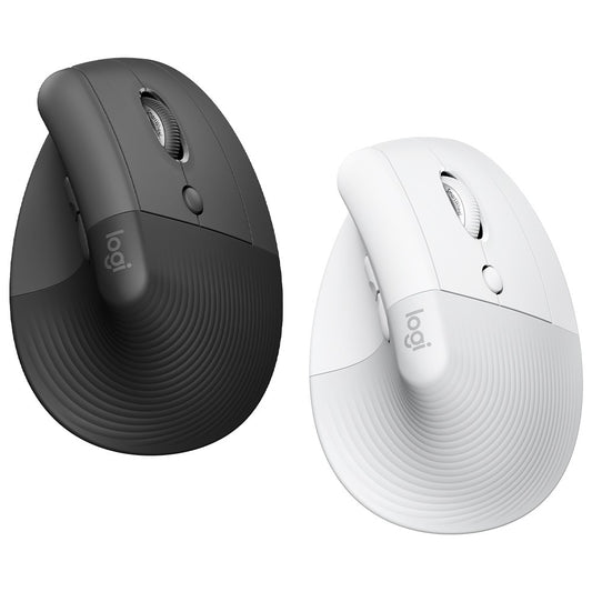 Logitech Lift Vertical Ergonomic Wireless Mouse For Business with 4 Customizable Buttons, 400-4000 DPI, and Logi Bolt and Bluetooth Connectivity for PC and Laptop Computers - Graphite, Off White