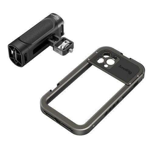 SmallRig Handheld Video Rig Kit with Aluminum Alloy Cage and Handle Grip with Dual Built-In Cold Shoe, Integrated Lens Mounts for Sirui, Quick-Lock Design, Anti- Shock and Scratch Shims and 1/4" Mounts for Apple Iphone 12 Pro 3175