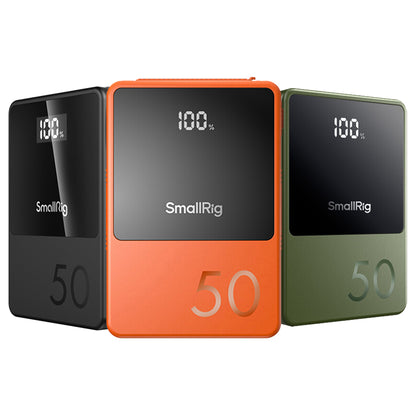 SmallRig VB50 Mini V Mount Battery (50Wh) with Safe & Fast Bi-Directional Charging, Multiple Interfaces & OLED Display for Cameras, Camcorders, Drones, Gimbals, Phones, Tablets, Laptops, Video Lights & Field Monitors | 3579 Black