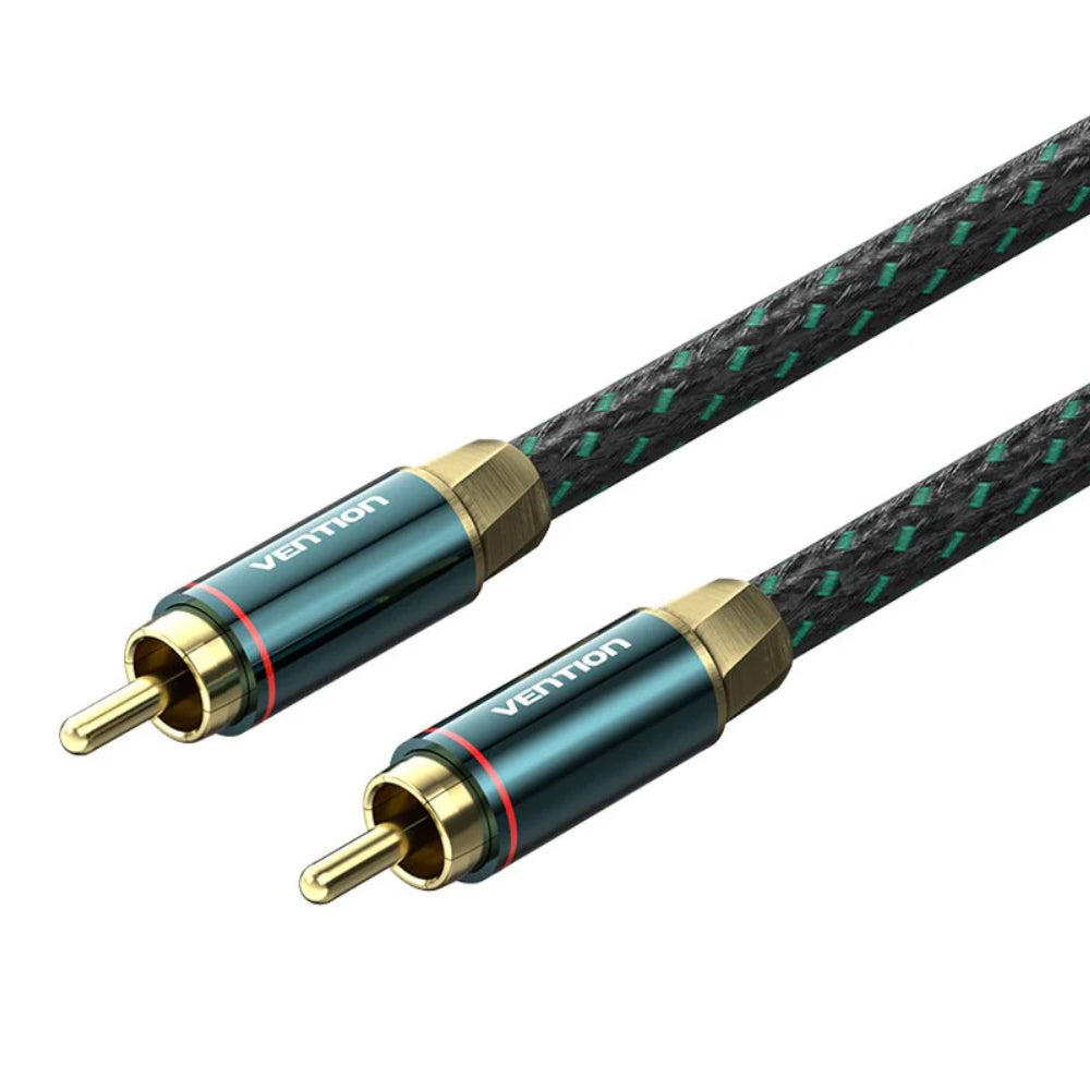 Vention RCA Cotton Braided Coaxial Cable (Hi-Fi) with Male to Male Gold Plated Plug Connectors and Dual Internal Shielding for Audio Visual Equipment and Sound Systems Smart TV CD / DVD Players Amplifiers Speakers and more