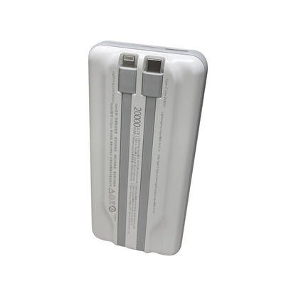 [CLEARANCE] Yoobao LC6 PRO 20000mAh Portable Powerbank with LED Display, PD20W Power Delivery with Built-in 22.5W Two-Way Quick Charge Type C and Lightning Cable (White)